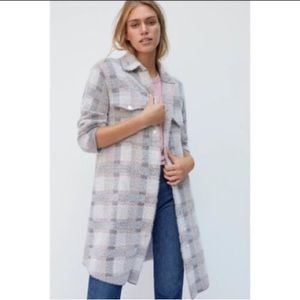 Anthropologie pink plaid shacket size small
